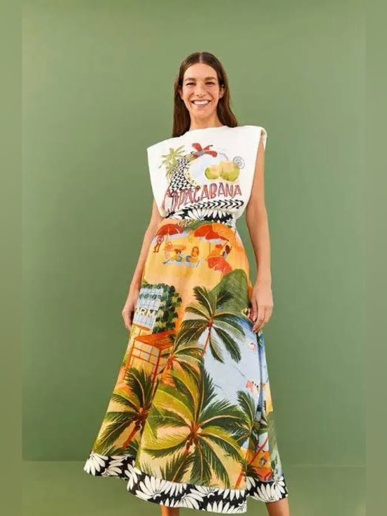 FARM Rio Dresses & Skirts - Farm Rio Carioca Midi Skirt Sz S Beach scene